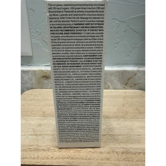 Grown Alchemist CBD-330 Body Oil 100mL 3.3oz Organic Broad Spectrum CBD New Box - Picture 2 of 3